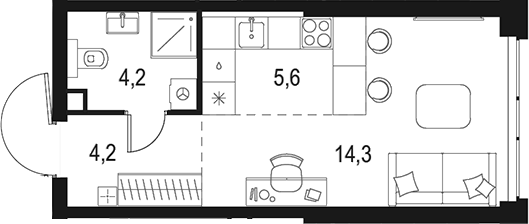 Планировка — Левел Мичуринский, Студия, 28 м²