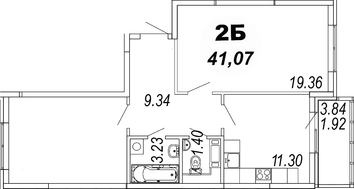 Планировка — Шолохово, 2-комн., 60 м²