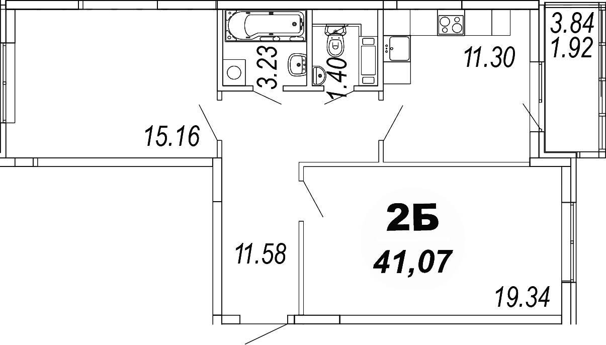 Планировка — Шолохово, 2-комн., 62 м²