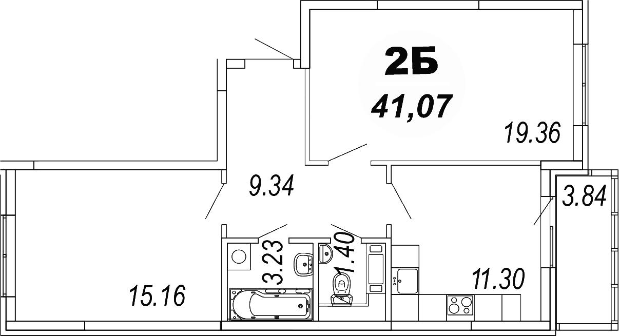 Планировка — Шолохово, 2-комн., 60 м²