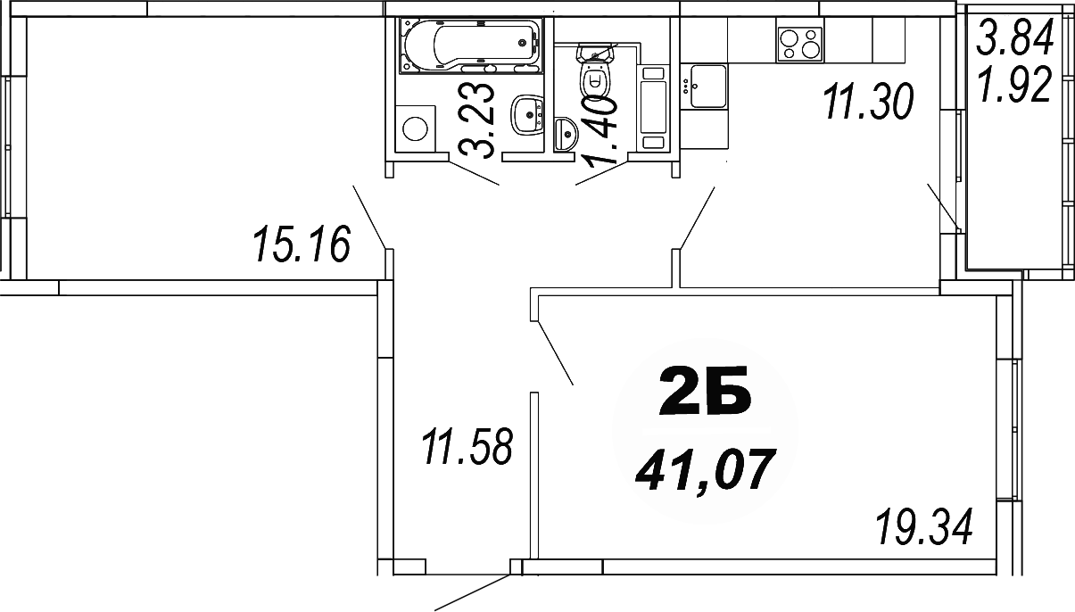 Планировка — Шолохово, 2-комн., 62 м²