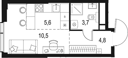 Планировка — Левел Мичуринский, Студия, 25 м²