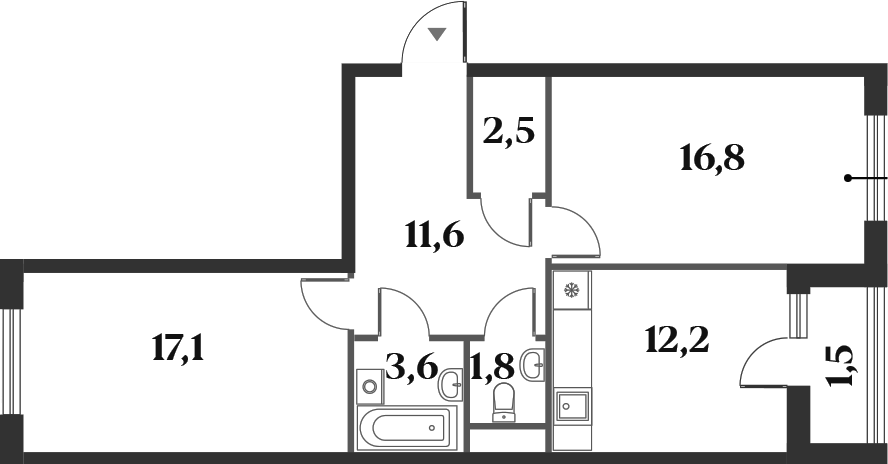Планировка — Миниполис 8 Кленов, 2-комн., 66 м²