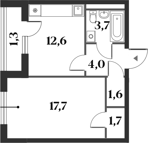 Планировка — Миниполис 8 Кленов, 1-комн., 41 м²