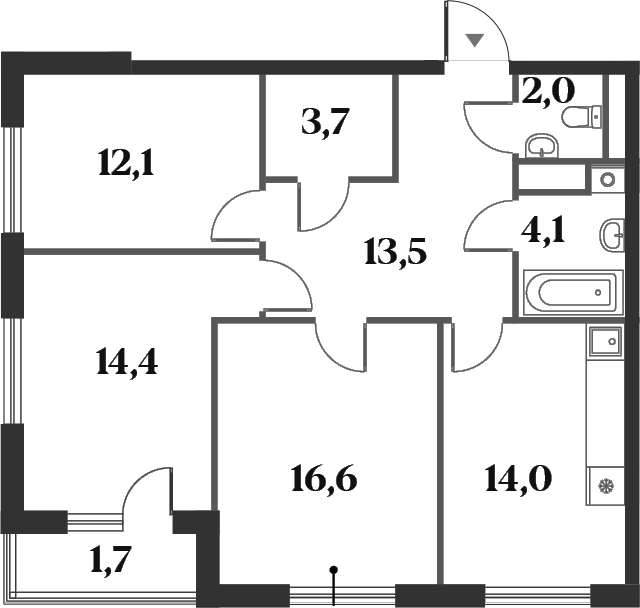 Планировка — Миниполис 8 Кленов, 3-комн., 80 м²