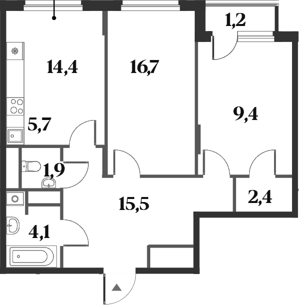 Планировка — Миниполис 8 Кленов, 3-комн., 69 м²