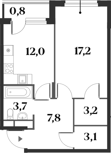 Планировка — Миниполис 8 Кленов, 1-комн., 46 м²
