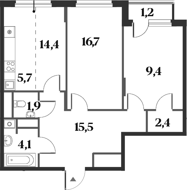 Планировка — Миниполис 8 Кленов, 3-комн., 70 м²