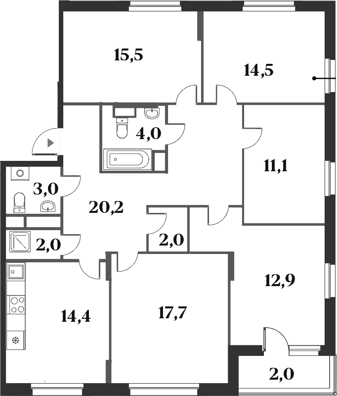 Планировка — Миниполис 8 Кленов, 5-комн., 117 м²
