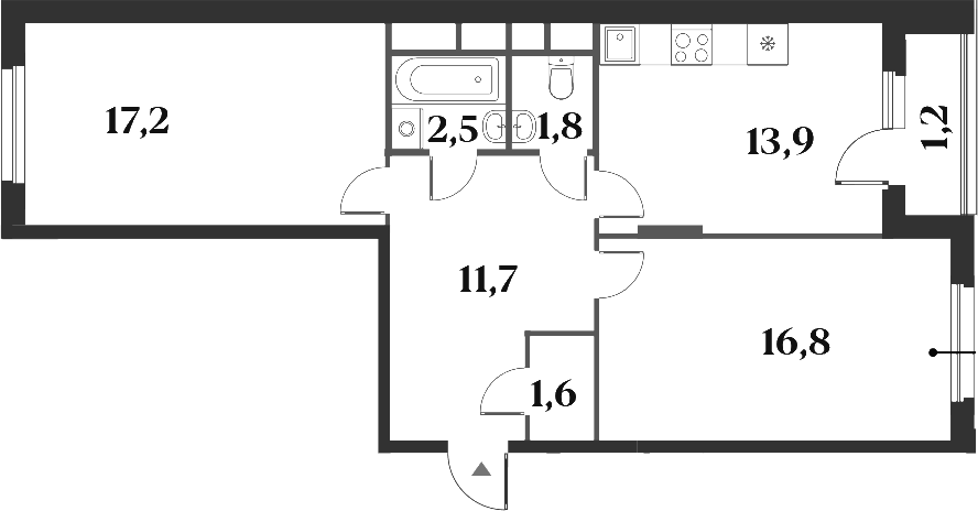 Планировка — Миниполис 8 Кленов, 2-комн., 66 м²