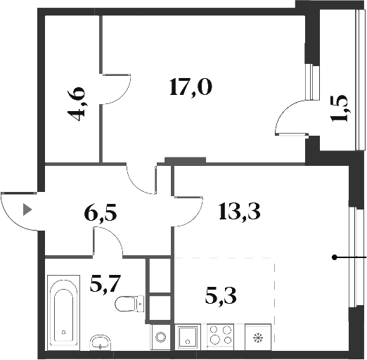Планировка — Миниполис 8 Кленов, 2-комн., 52 м²