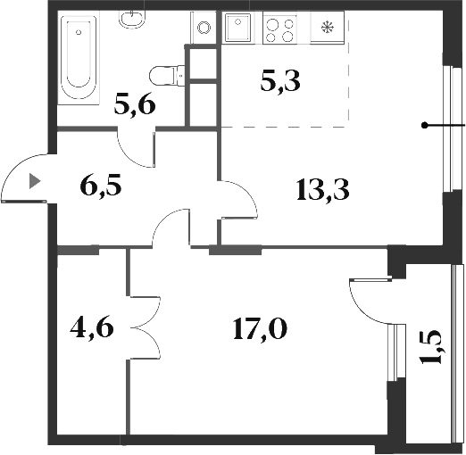 Планировка — Миниполис 8 Кленов, 2-комн., 52 м²