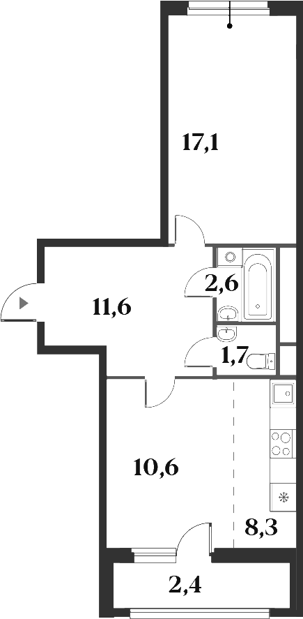 Планировка — Миниполис 8 Кленов, 2-комн., 52 м²