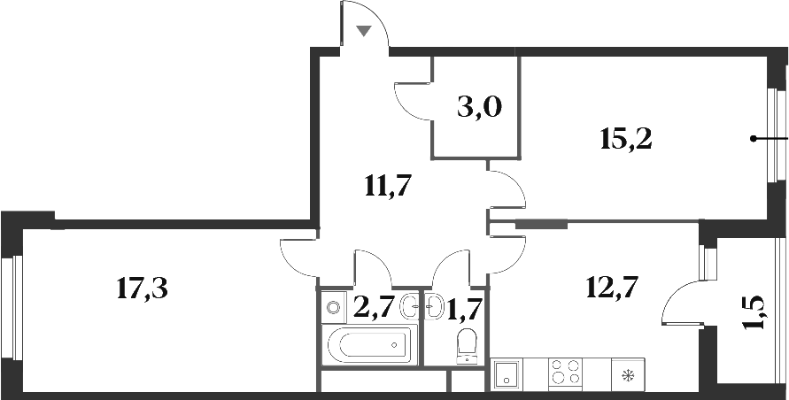 Планировка — Миниполис 8 Кленов, 2-комн., 64 м²