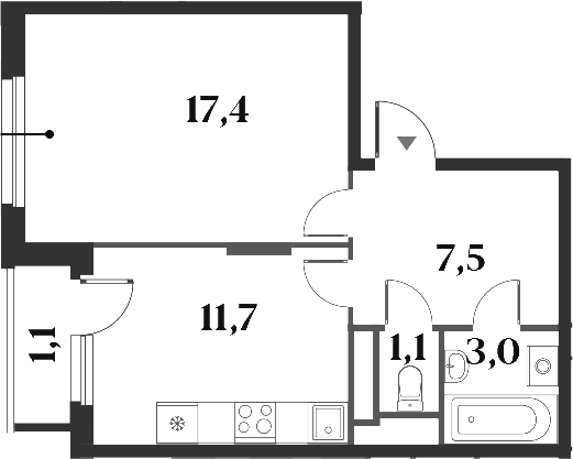 Планировка — Миниполис 8 Кленов, 1-комн., 41 м²