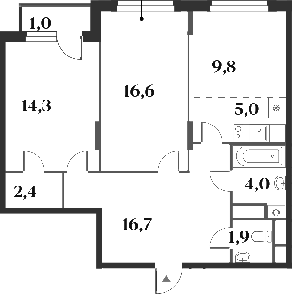 Планировка — Миниполис 8 Кленов, 3-комн., 71 м²