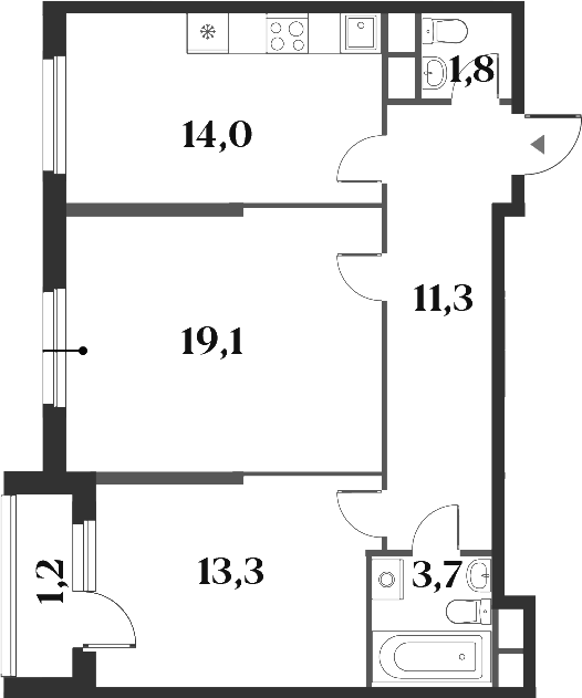 Планировка — Миниполис 8 Кленов, 2-комн., 63 м²