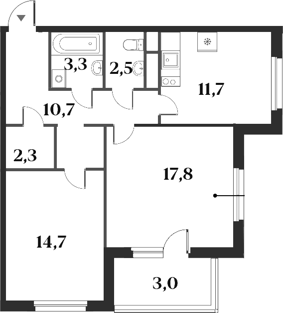Планировка — Миниполис 8 Кленов, 2-комн., 63 м²
