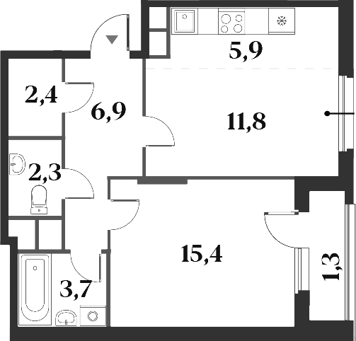 Планировка — Миниполис 8 Кленов, 2-комн., 48 м²