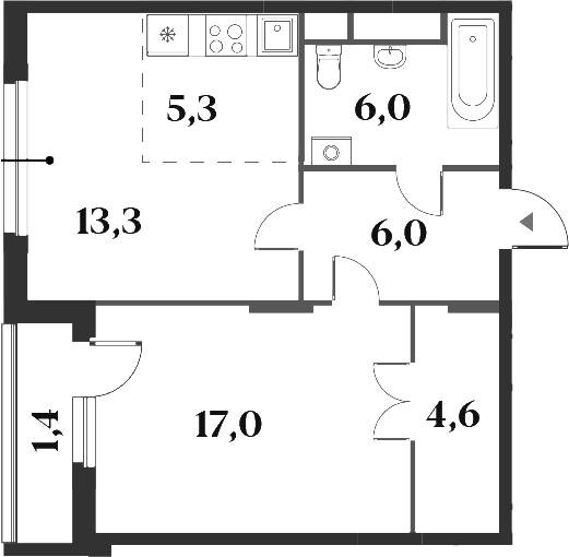 Планировка — Миниполис 8 Кленов, 2-комн., 52 м²