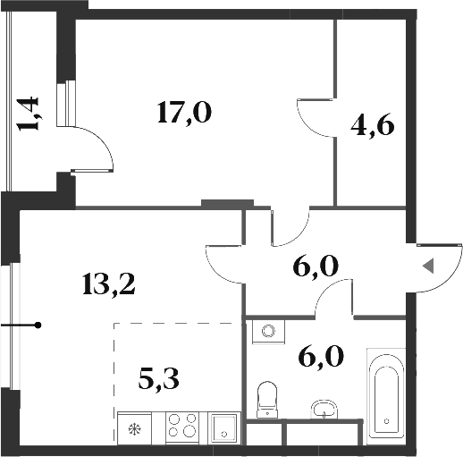 Планировка — Миниполис 8 Кленов, 2-комн., 52 м²