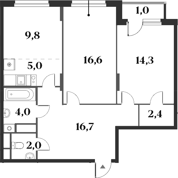 Планировка — Миниполис 8 Кленов, 3-комн., 71 м²