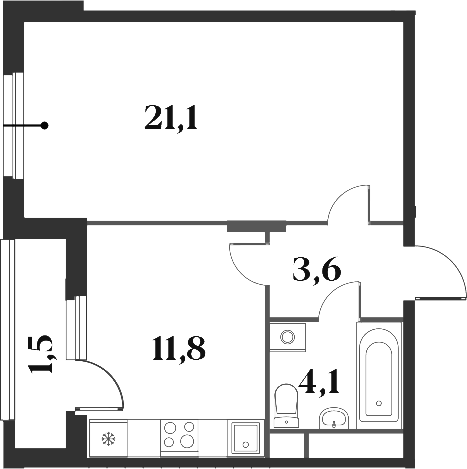 Планировка — Миниполис 8 Кленов, 1-комн., 41 м²