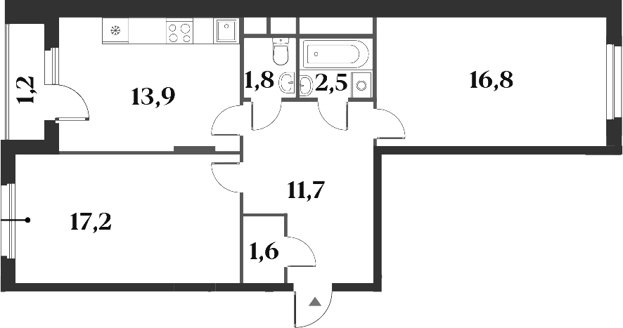 Планировка — Миниполис 8 Кленов, 2-комн., 66 м²