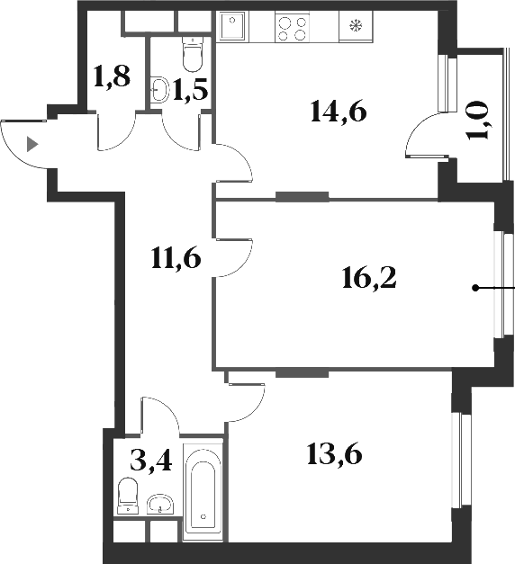 Планировка — Миниполис 8 Кленов, 2-комн., 63 м²