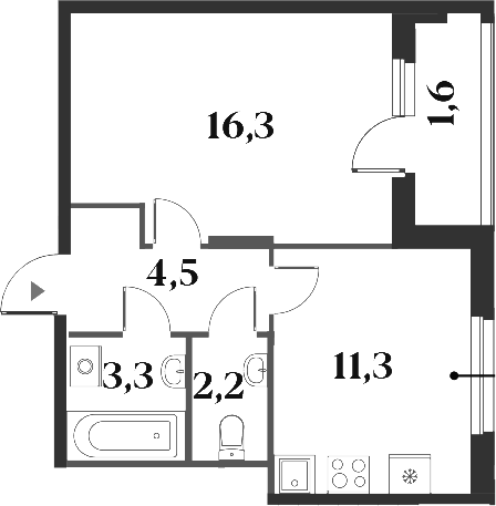 Планировка — Миниполис 8 Кленов, 1-комн., 38 м²