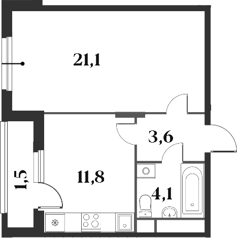 Планировка — Миниполис 8 Кленов, 1-комн., 41 м²