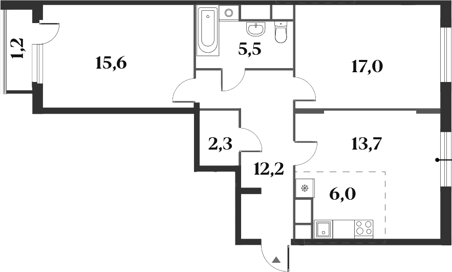 Планировка — Миниполис 8 Кленов, 3-комн., 72 м²