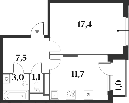 Планировка — Миниполис 8 Кленов, 1-комн., 41 м²