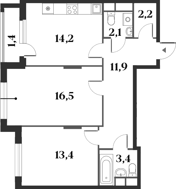 Планировка — Миниполис 8 Кленов, 2-комн., 64 м²