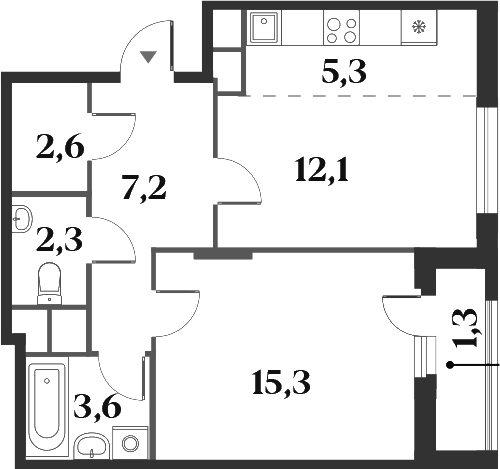 Планировка — Миниполис 8 Кленов, 2-комн., 49 м²