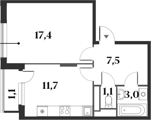 Планировка — Миниполис 8 Кленов, 1-комн., 41 м²