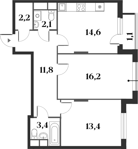Планировка — Миниполис 8 Кленов, 2-комн., 64 м²