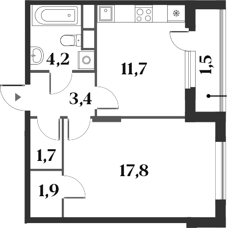 Планировка — Миниполис 8 Кленов, 1-комн., 41 м²