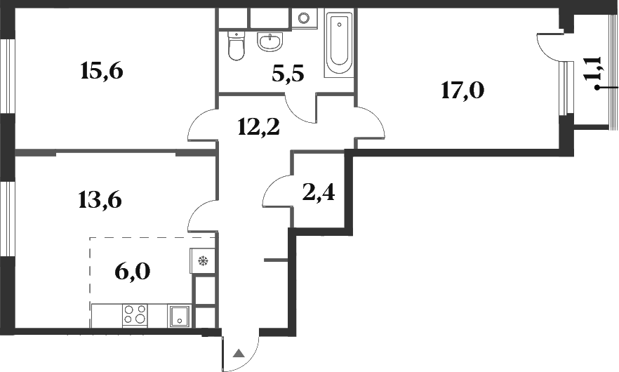 Планировка — Миниполис 8 Кленов, 3-комн., 72 м²