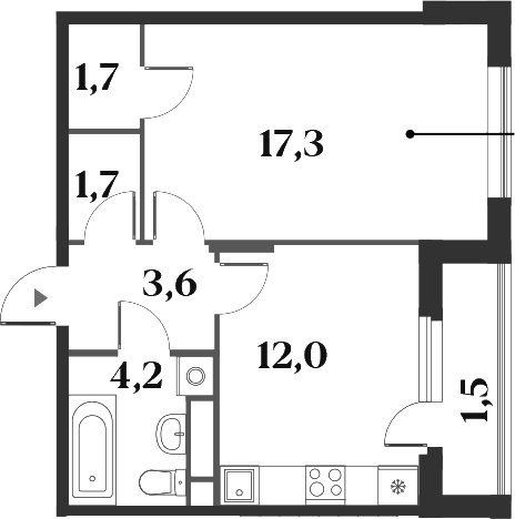 Планировка — Миниполис 8 Кленов, 1-комн., 41 м²