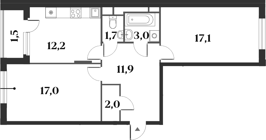Планировка — Миниполис 8 Кленов, 2-комн., 65 м²