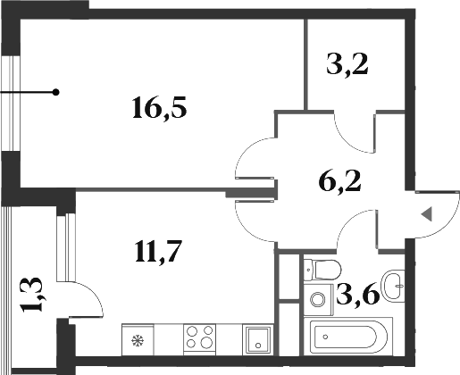 Планировка — Миниполис 8 Кленов, 1-комн., 41 м²