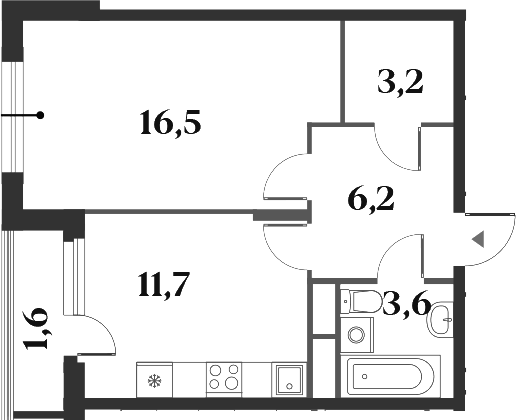 Планировка — Миниполис 8 Кленов, 1-комн., 41 м²