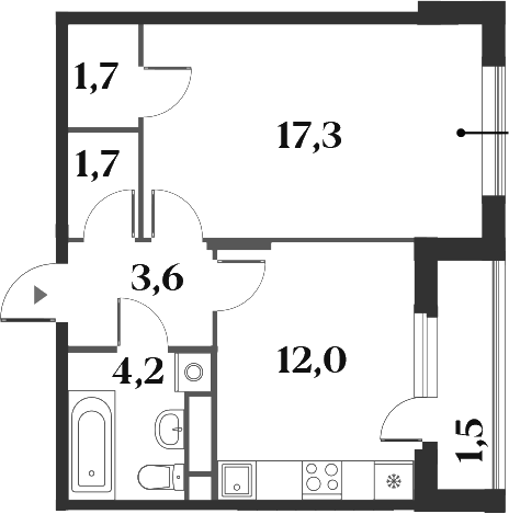 Планировка — Миниполис 8 Кленов, 1-комн., 41 м²