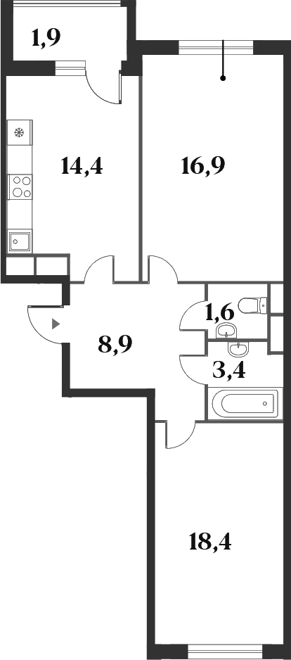 Планировка — Миниполис 8 Кленов, 2-комн., 64 м²