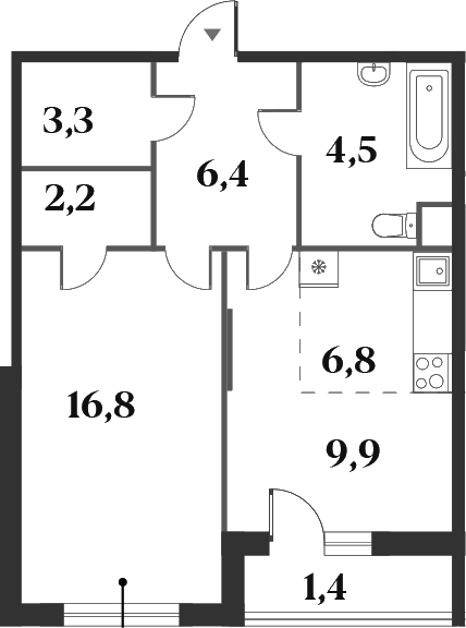 Планировка — Миниполис 8 Кленов, 2-комн., 50 м²
