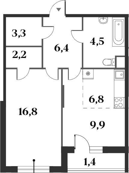Планировка — Миниполис 8 Кленов, 2-комн., 50 м²