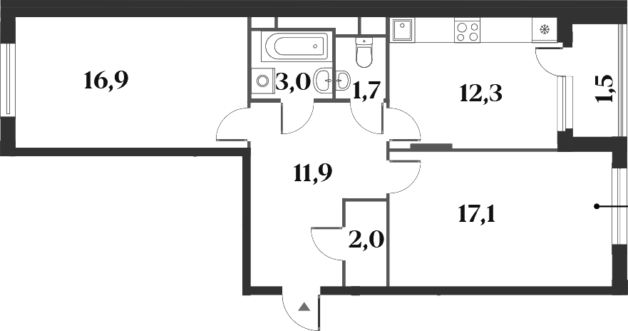 Планировка — Миниполис 8 Кленов, 2-комн., 65 м²