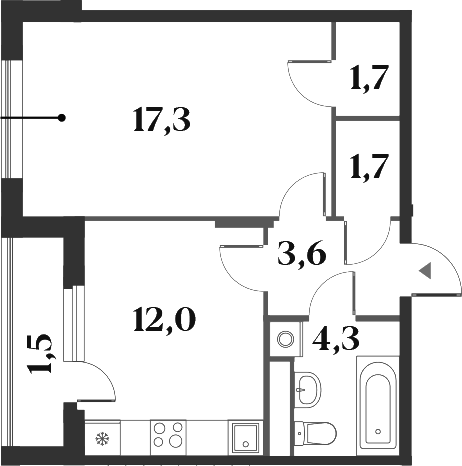Планировка — Миниполис 8 Кленов, 1-комн., 41 м²