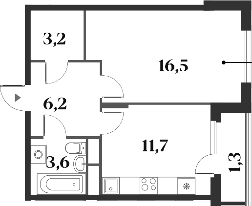 Планировка — Миниполис 8 Кленов, 1-комн., 41 м²